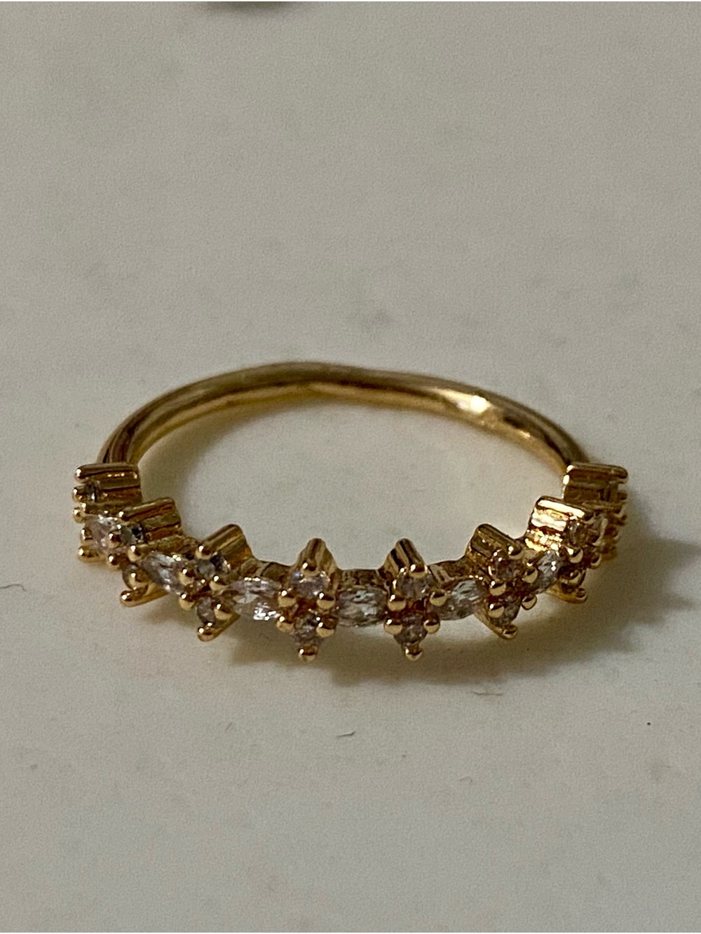 Gold Crystal Accent Women's Ring - Elegant Marquise Cluster